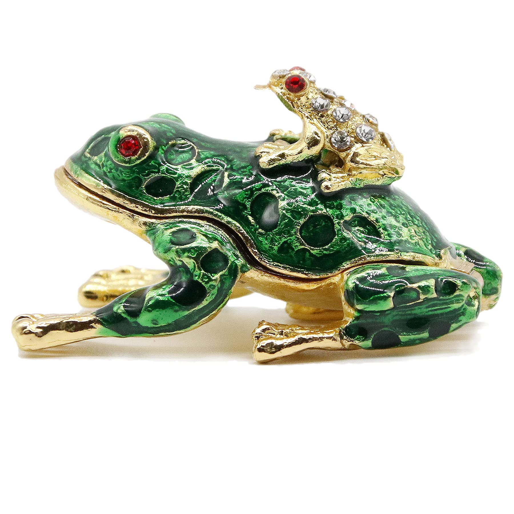SEVENBEES Hand-Painted Enameled Crystal Frog Jewelry Box - Hinged Trinket Box, Ring Holder & Home Decor Collectible - Unique Gift for Women, Birthday, Anniversary | Perfect for Dresser, Vanity & Gift Giving