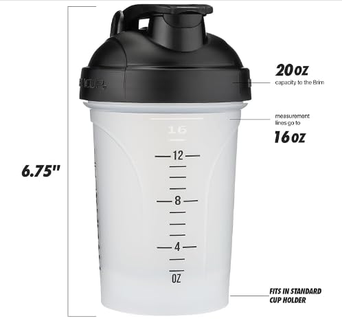 Hydra Cup ProFlow [5 Pack] 20 oz Small Shaker Bottles for Protein Shakes & Smoothies - Leak-Proof Travel Water Bottle with Mixing Ball & Handle - BPA Free Gym Shaker Cup for Workout, Fitness & On-The-Go (Bright Colors)