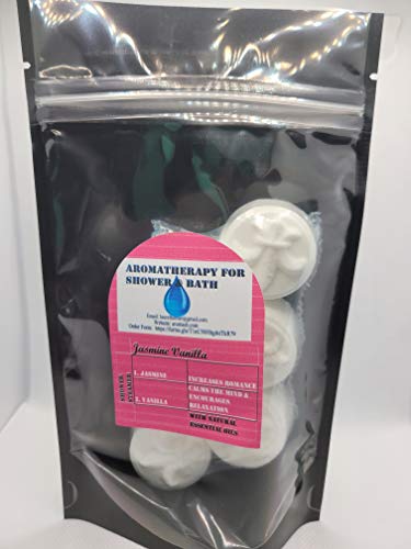Aromatherapy Shower Steamers - 6 Pack Jasmine Vanilla Scented for Relaxation & Stress Relief | Perfect for Bath, Shower & Spa Day Self-Care