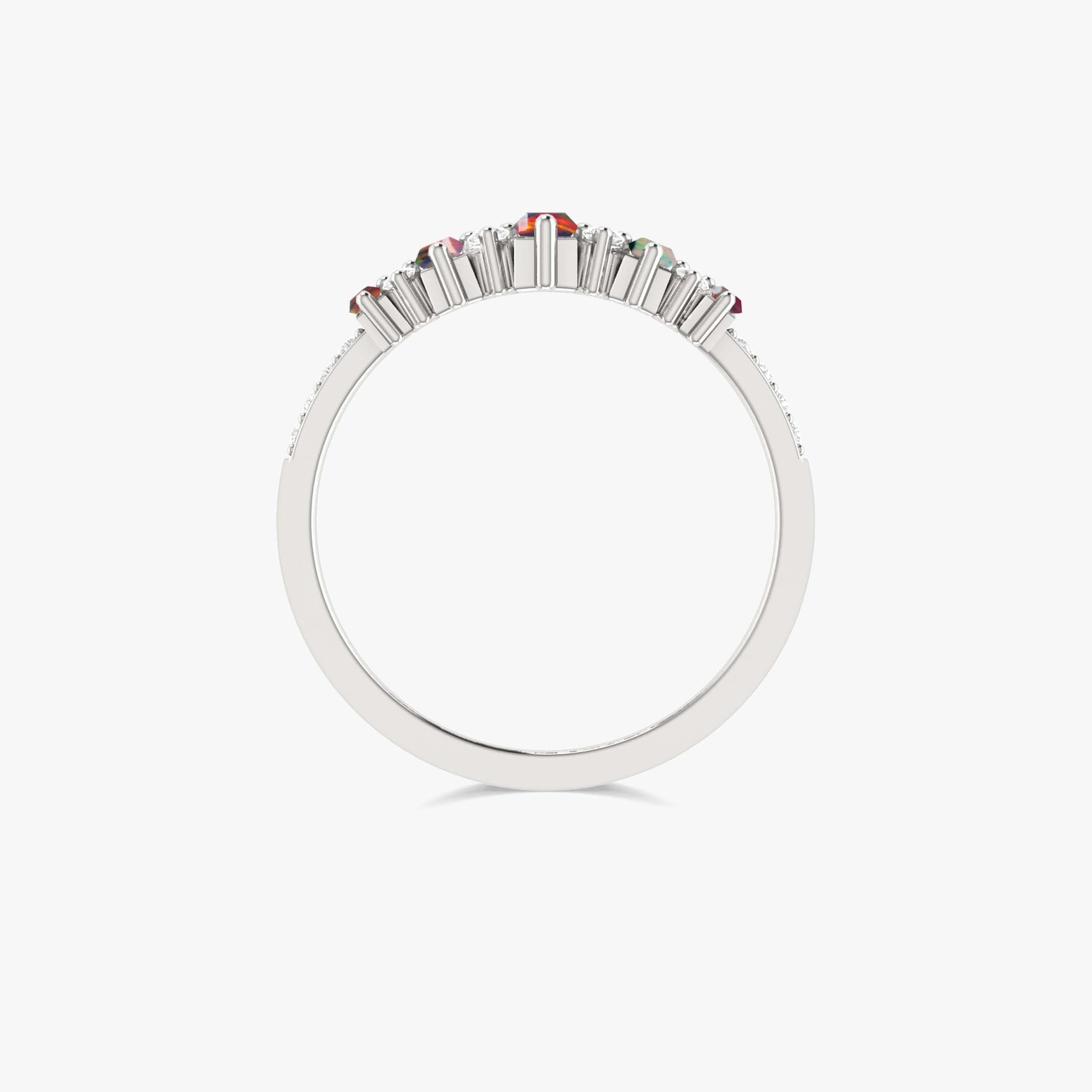Black Baguette Fire Opal Gemstone Ring for Women | Elegant Dainty Jewelry Gift for Birthday, Anniversary & Valentine's Day | Perfect for Evening Parties, Date Nights & Special Occasions