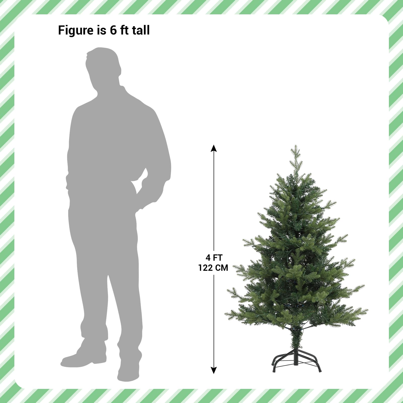 GARVEE 4 Ft Pre-Lit Artificial Christmas Tree with 150 Warm White LED Lights | 265 Branch Tips | Easy Assembly Indoor/Outdoor Holiday Decor for Home, Office & Party