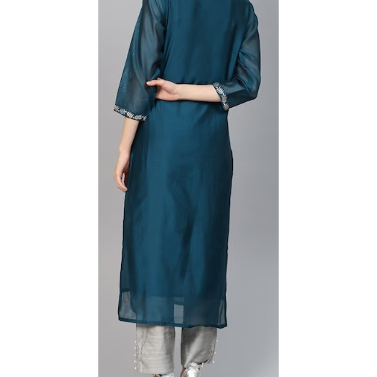 Elegant Teal Blue & Grey Indian Kurta Set for Women | Festive Ethnic Wear | Perfect for Diwali, Weddings & Special Occasions
