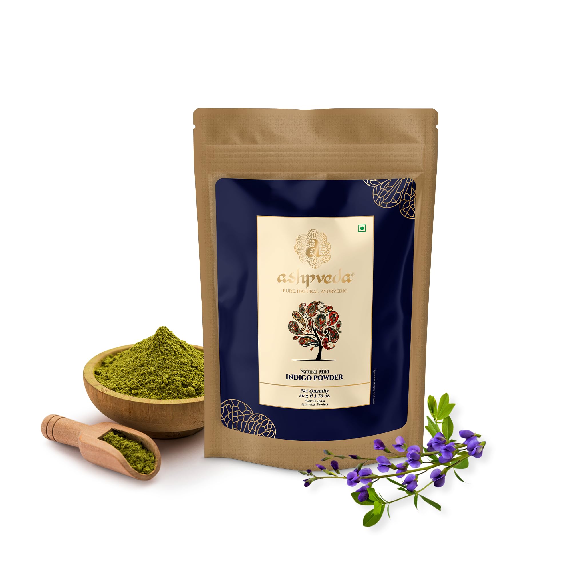 100% Pure Ashpveda Natural Henna & Indigo Hair Dye for Women | Herbal Hair Color Combo (50g Each) | Safe Chemical-Free Gray Coverage | Perfect for Home Use & Salon Treatments