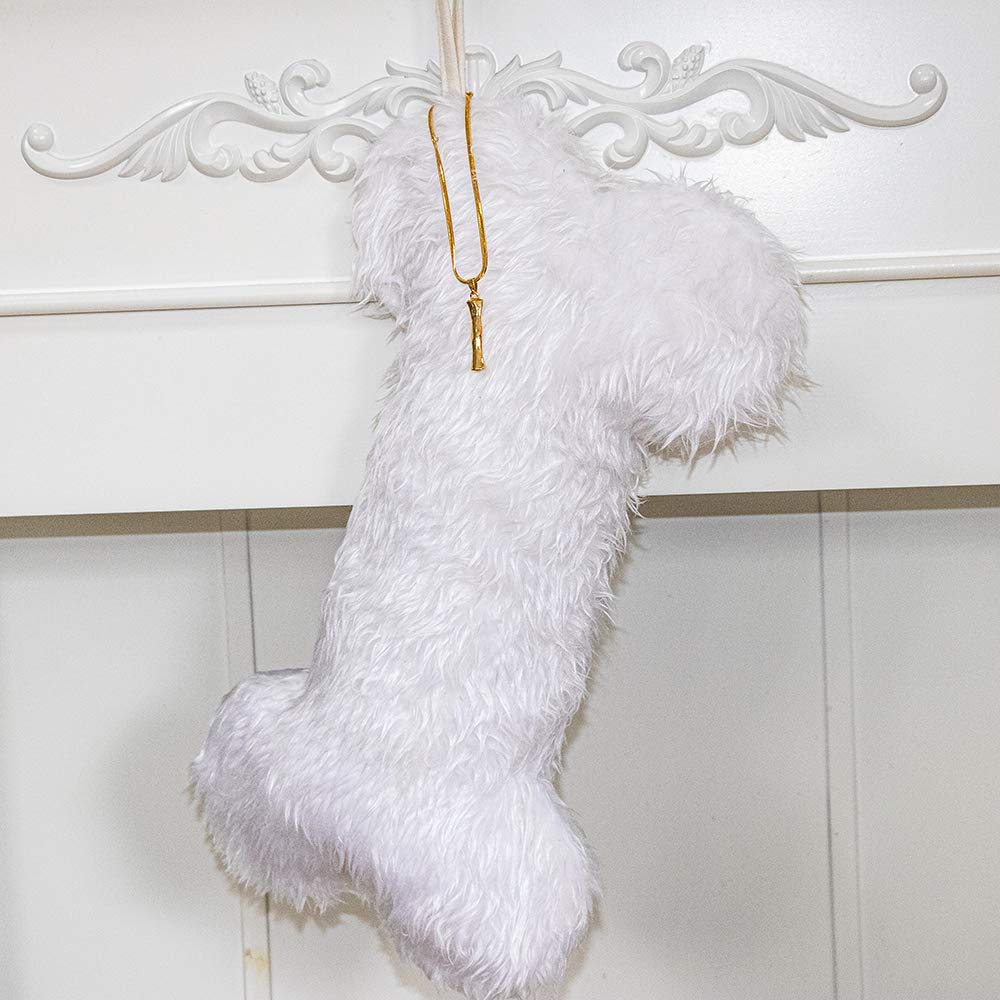 Personalized Pet Dog Christmas Stockings - Durable Holiday Stocking for Dogs - Custom Name Pet Gift - White Christmas Decor for Home & Family - Perfect for Fireplace Mantel, Tree Decorations & Gift Exchange