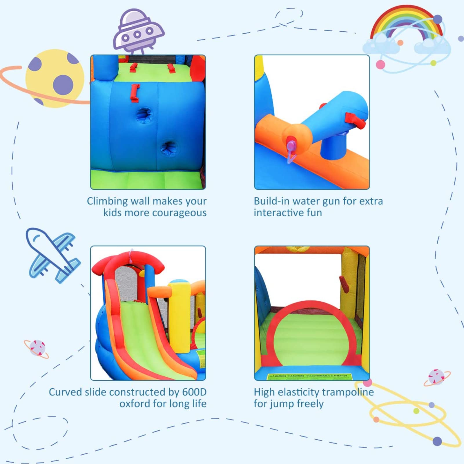 **BOUNTECH 6-in-1 Inflatable Water Slide & Bounce House for Kids - Outdoor Water Play with GFCI 750W Blower, Splash Pool, Water Cannon - Perfect for Toddlers, Boys & Girls Backyard Parties, Summer Fun, and Birthday Gifts**