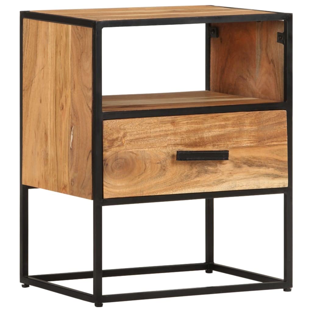 Modern Acacia Wood Nightstand - 15.7