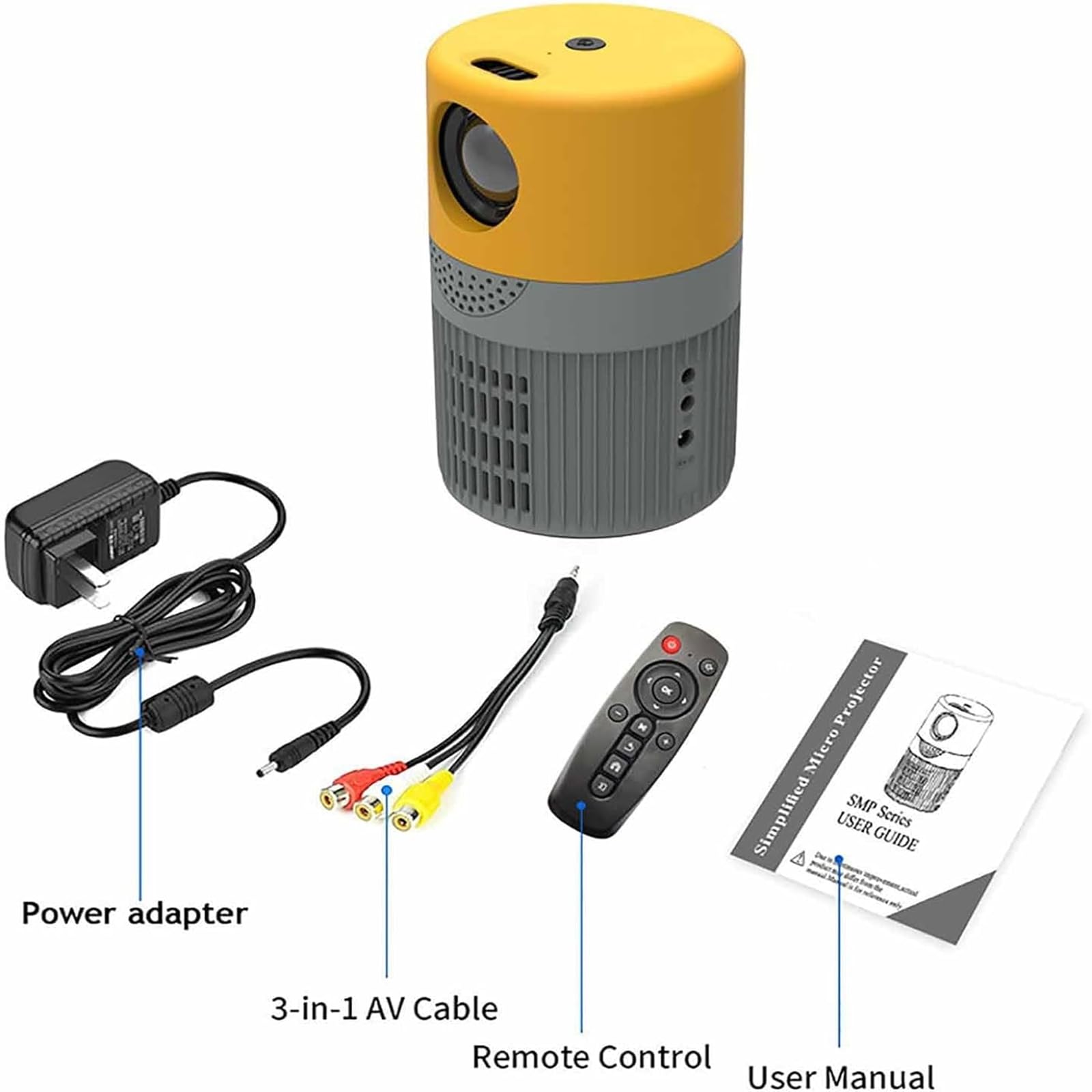 4K WiFi Bluetooth Cylinder TV Projector - Portable Mini Home Theater Movie Projector for Indoor Outdoor Movie Nights, Gaming & Presentations (Black)