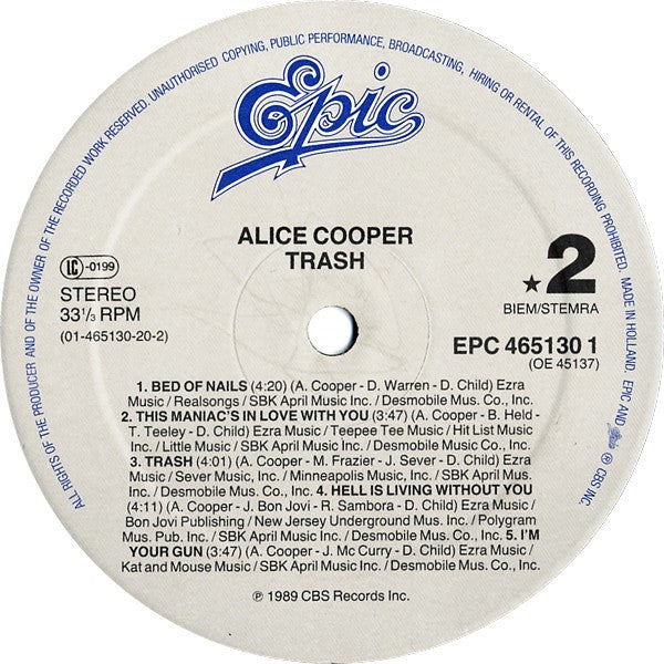 Alice Cooper Trash Vinyl LP Album (VG+ Condition) – Perfect for Rock Music Collectors & Vinyl Enthusiasts
