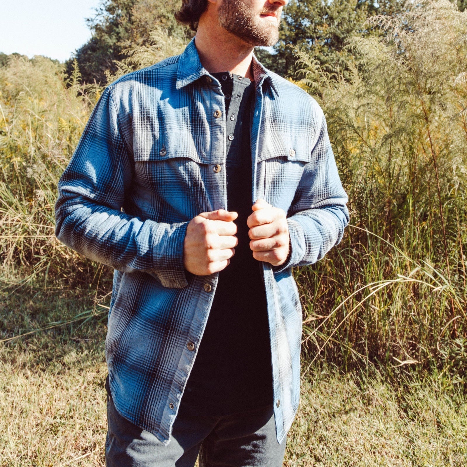 Men's Boone Shirt Jacket in Forest Moss - Lightweight Flannel Shirt for Outdoor Hiking, Camping & Casual Fall Wear
