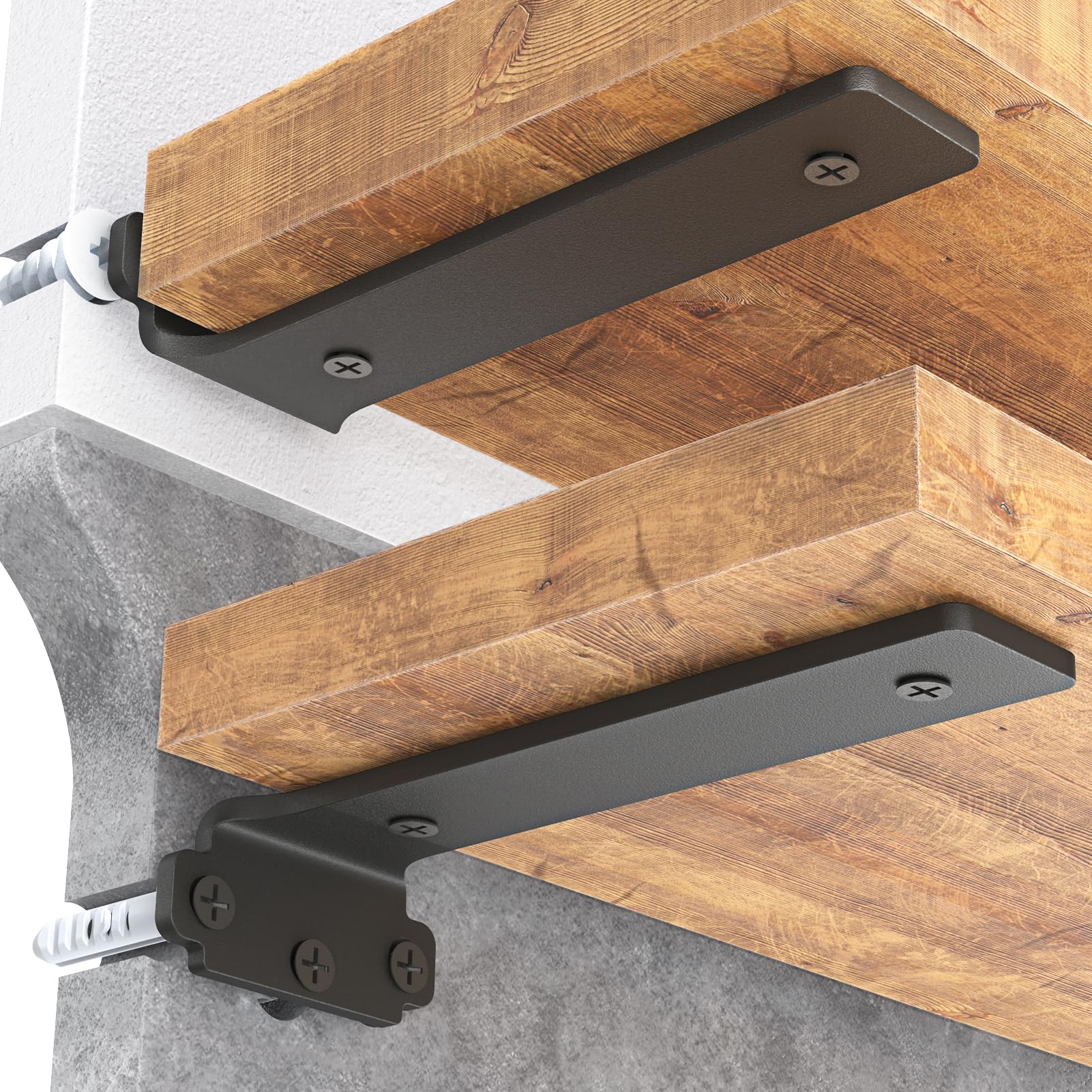 Goovilla 6 Inch Heavy Duty Floating Shelf Brackets (6 Pack) - 160 lb Load Capacity, Black Metal Wall Shelving Supports for Wood Shelves - Perfect for Home Office, Kitchen, Garage & DIY Storage Solutions