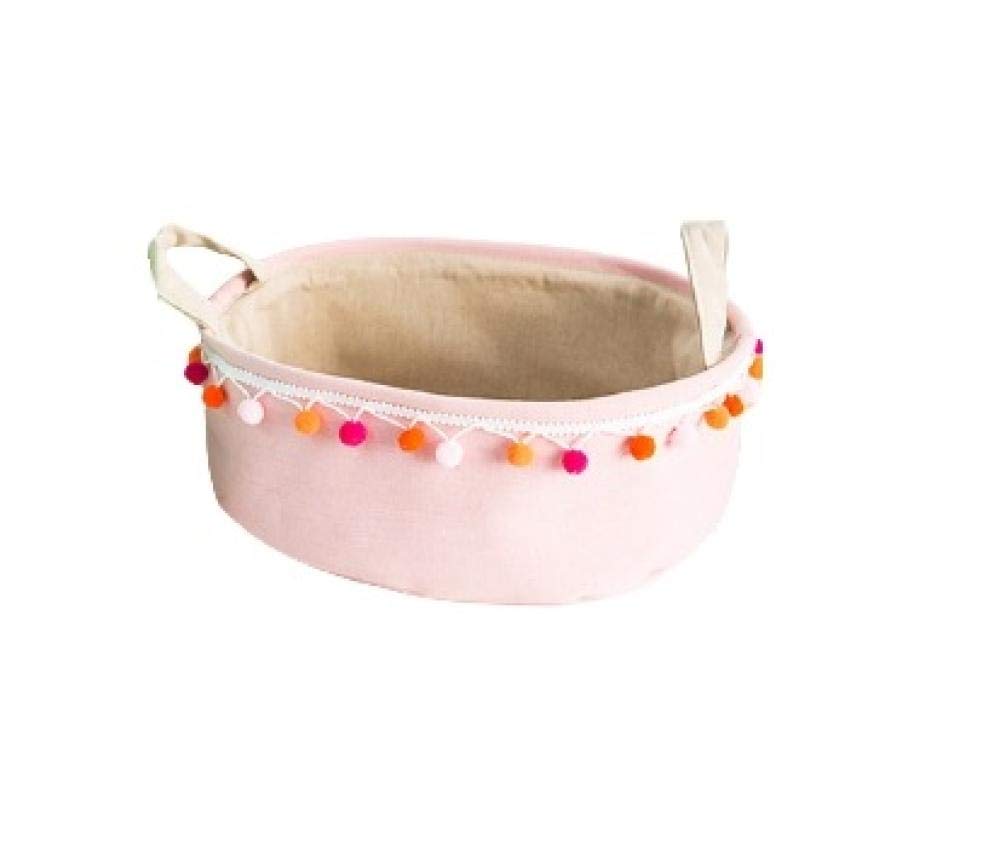 Durable Double-Layer Oval Laundry Basket with Tassels - Foldable Clothes Hamper for Dirty Clothes Storage (15.36 Inches, Pink) - Perfect for Bedroom, Bathroom & Dorm Organization