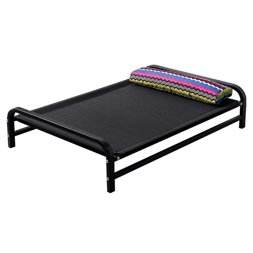 LXLA Black Elevated Dog Bed - Portable Raised Pet Cot with Washable & Breathable Mesh, No-Slip Rubber Feet for Indoor & Outdoor Use - Perfect for Camping, Travel & Home Comfort (Large 100×70×22.5cm)