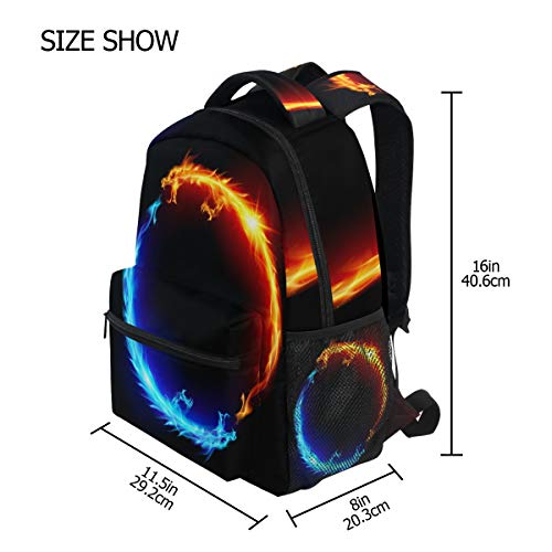 ALAZA Blue and Red Fiery Dragon Backpack - Durable College School Travel Shoulder Bag for Students & Commuters | Perfect for Hiking, Campus Life & Daily Use