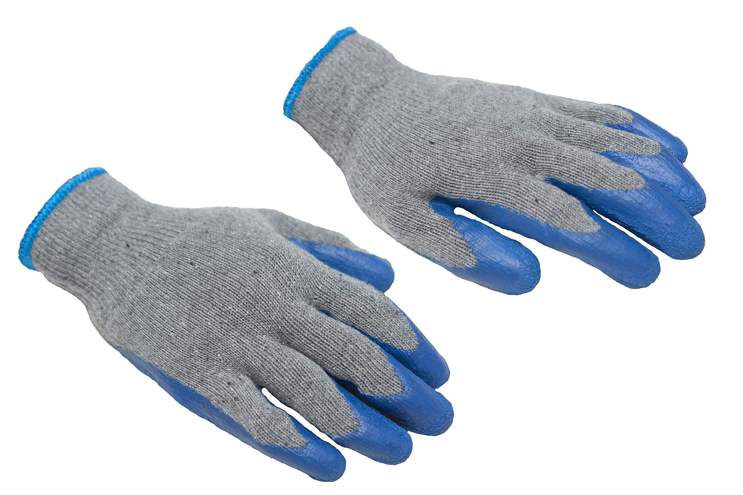 G & F Products 12 Pairs Medium Rubber Latex Double Coated Work Gloves - Heavy Duty Cotton Blend Construction & Gardening Gloves (Blue, 3100M) - Ideal for Landscaping, DIY Projects & Home Improvement