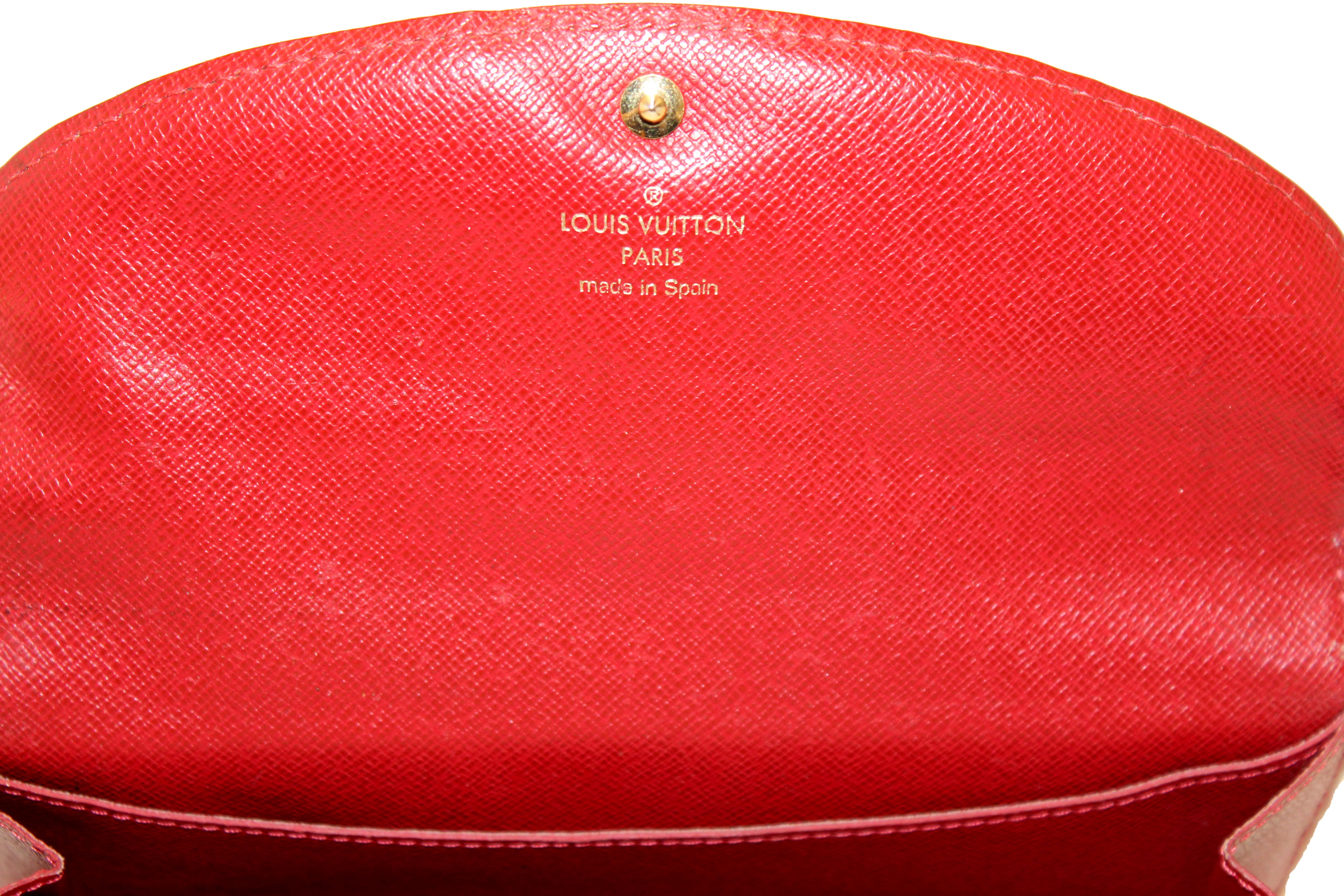Authentic Louis Vuitton Damier Ebene Red Caissa Wallet for Women - Luxury Designer Bifold Credit Card Holder - Perfect for Everyday Use, Travel & Gifts