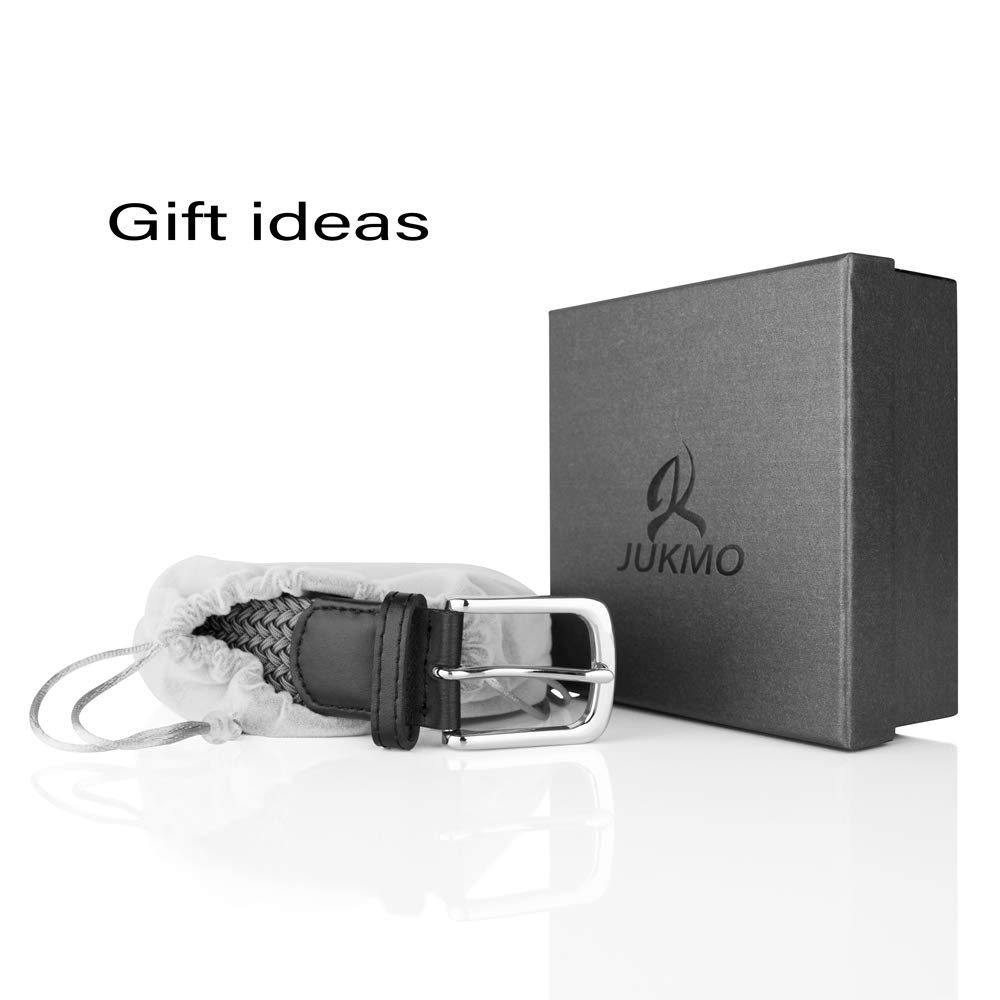 JUKMO Elastic Braided Belt for Men & Women - Adjustable Stretch Woven Belt with Gift Box - Perfect for Casual, Office & Travel Outfits