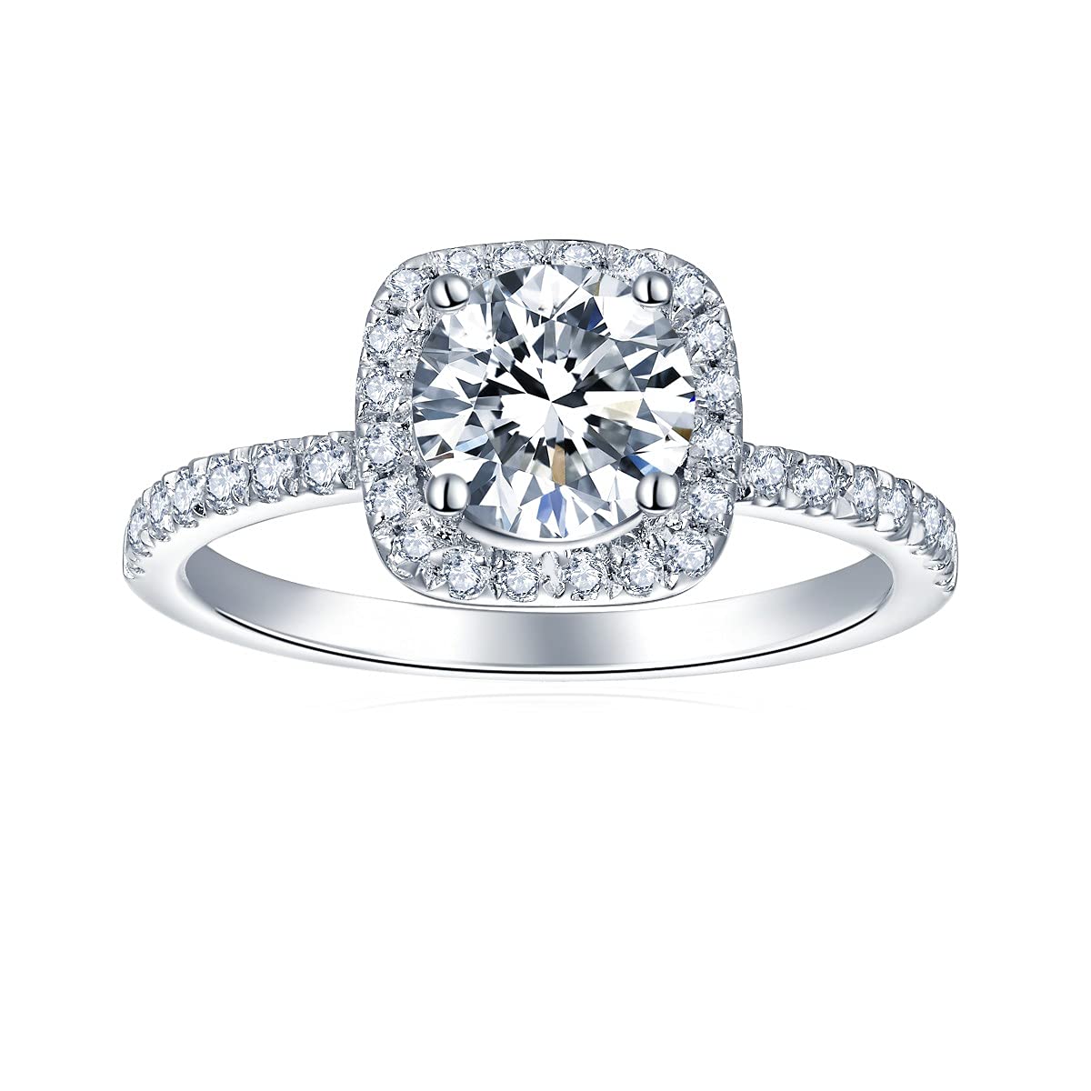 1CT Rainbow Moissanite Wedding Band Ring for Women - Cushion Cut Solitaire Engagement Ring with Accents, Anniversary Gift (Platinum Plated Silver, Size 5-9.5) | Perfect for Proposals, Weddings & Special Occasions