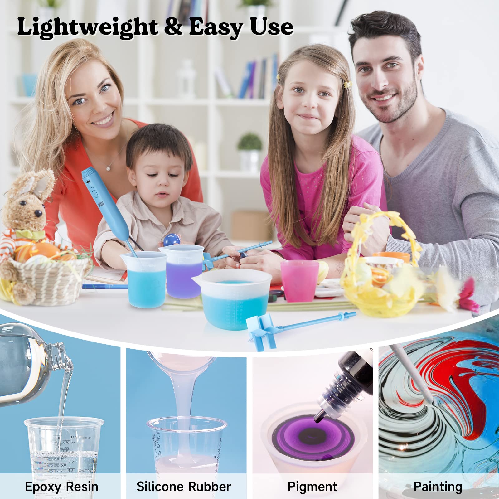 LET'S RESIN Upgraded Electric Resin Mixer - Double Mixing Effect & Speed Control, Handheld Epoxy Mixer for Resin, Liquid Silicone, Molds, Soap Making - Minimizes Bubbles, Rechargeable - Perfect for DIY Crafts, Jewelry Making & Art Projects