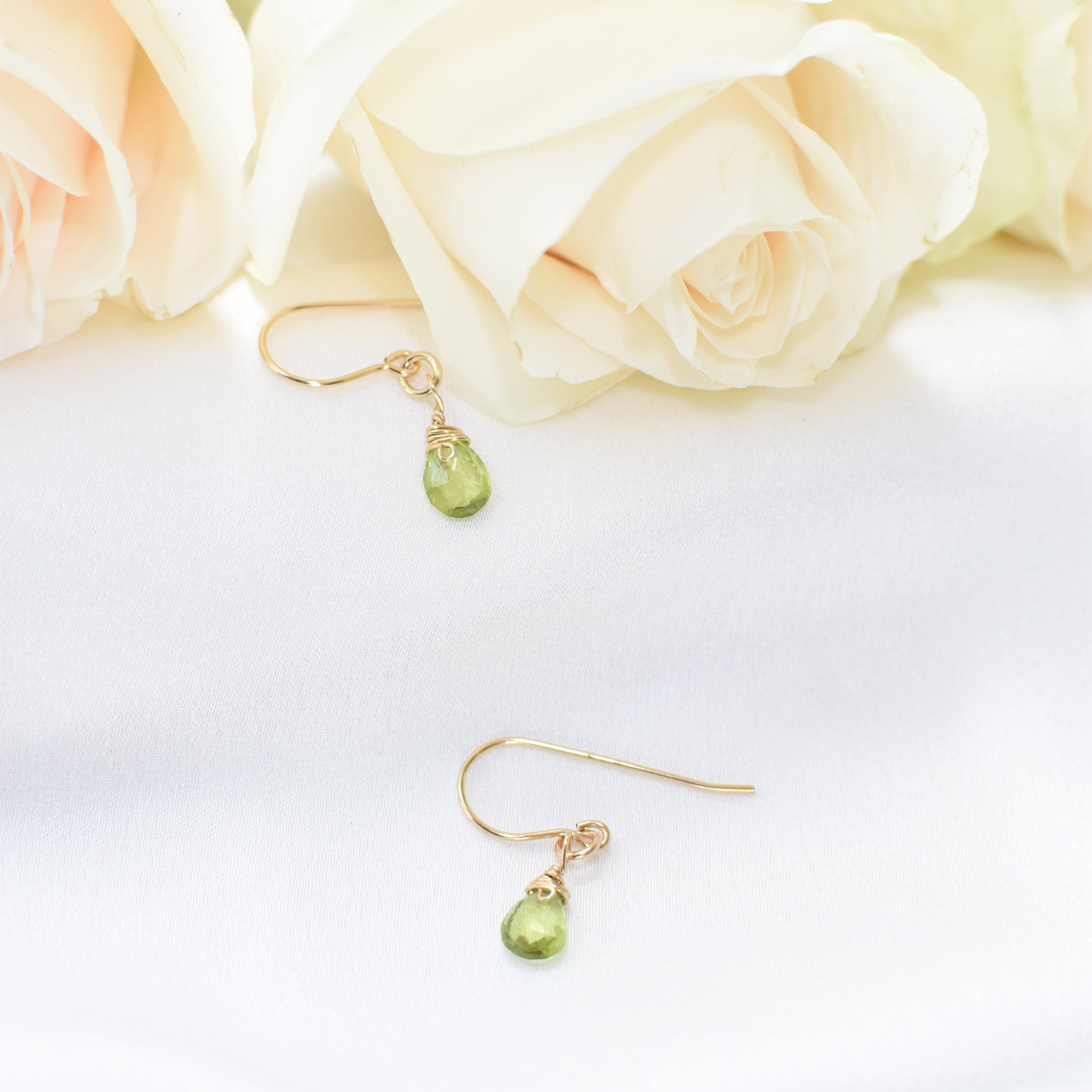Peridot Earrings for Women - 14k Gold Filled Teardrop Dangle Earrings | Perfect for Weddings, Parties & Everyday Elegance