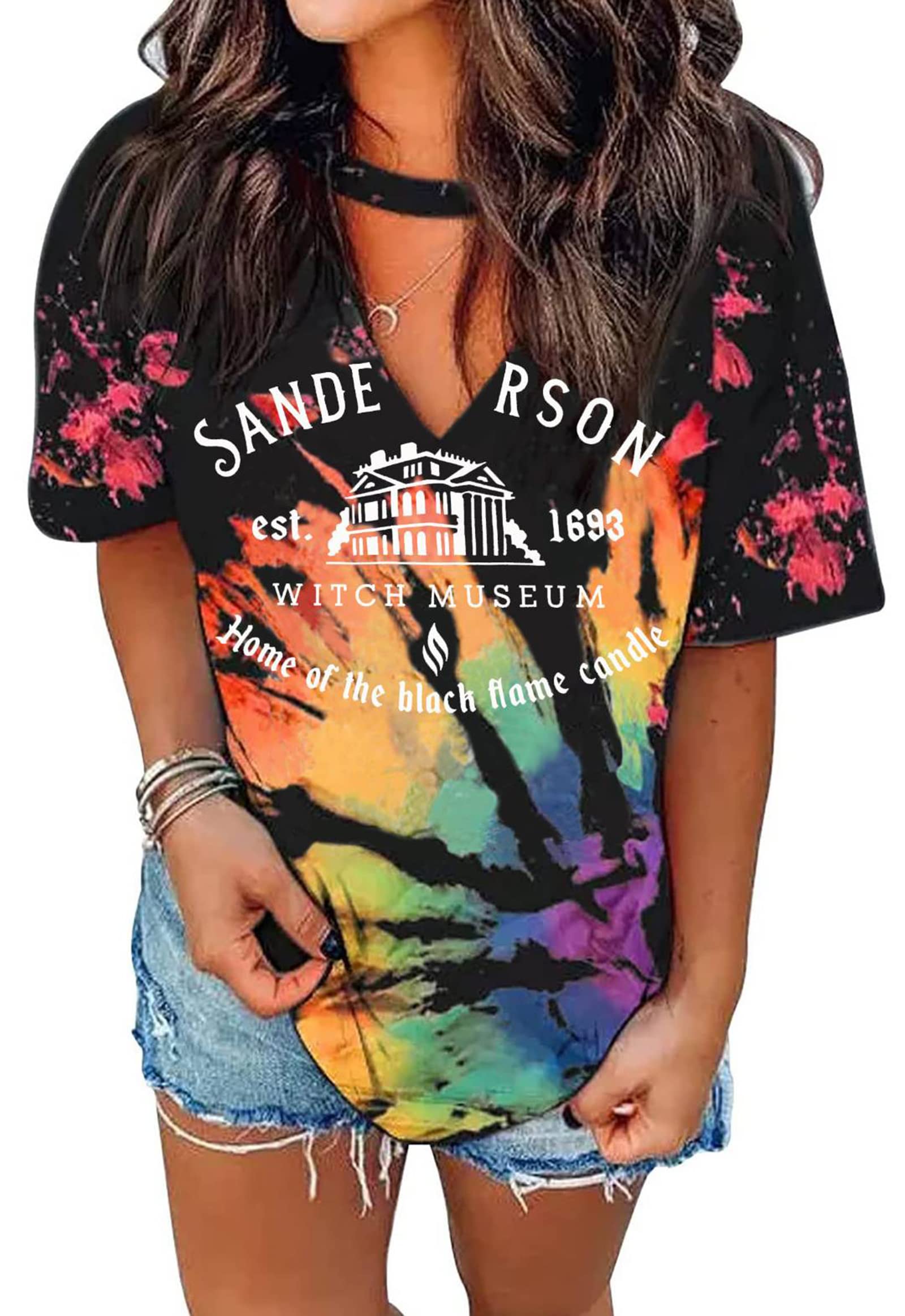 MAIHUN Halloween T-Shirt for Women - Hocus Pocus Sanderson Sisters Horror Movie Tee | Scary Witch Costume Top for Halloween Party, Cosplay & Horror Squad Outfits