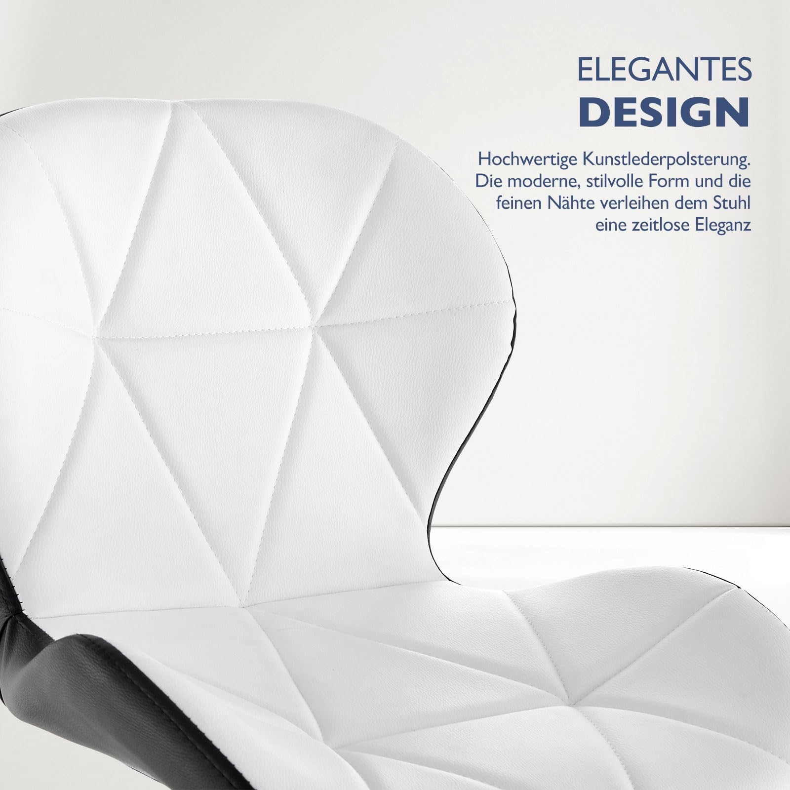 CLIPOP Swivel Office Chair - Adjustable Leather Computer Chair, Comfortable Makeup Chair with Wheels for Bedroom, Living Room, Office (White+Black) - Perfect for Home Office, Gaming Setup & Vanity Area