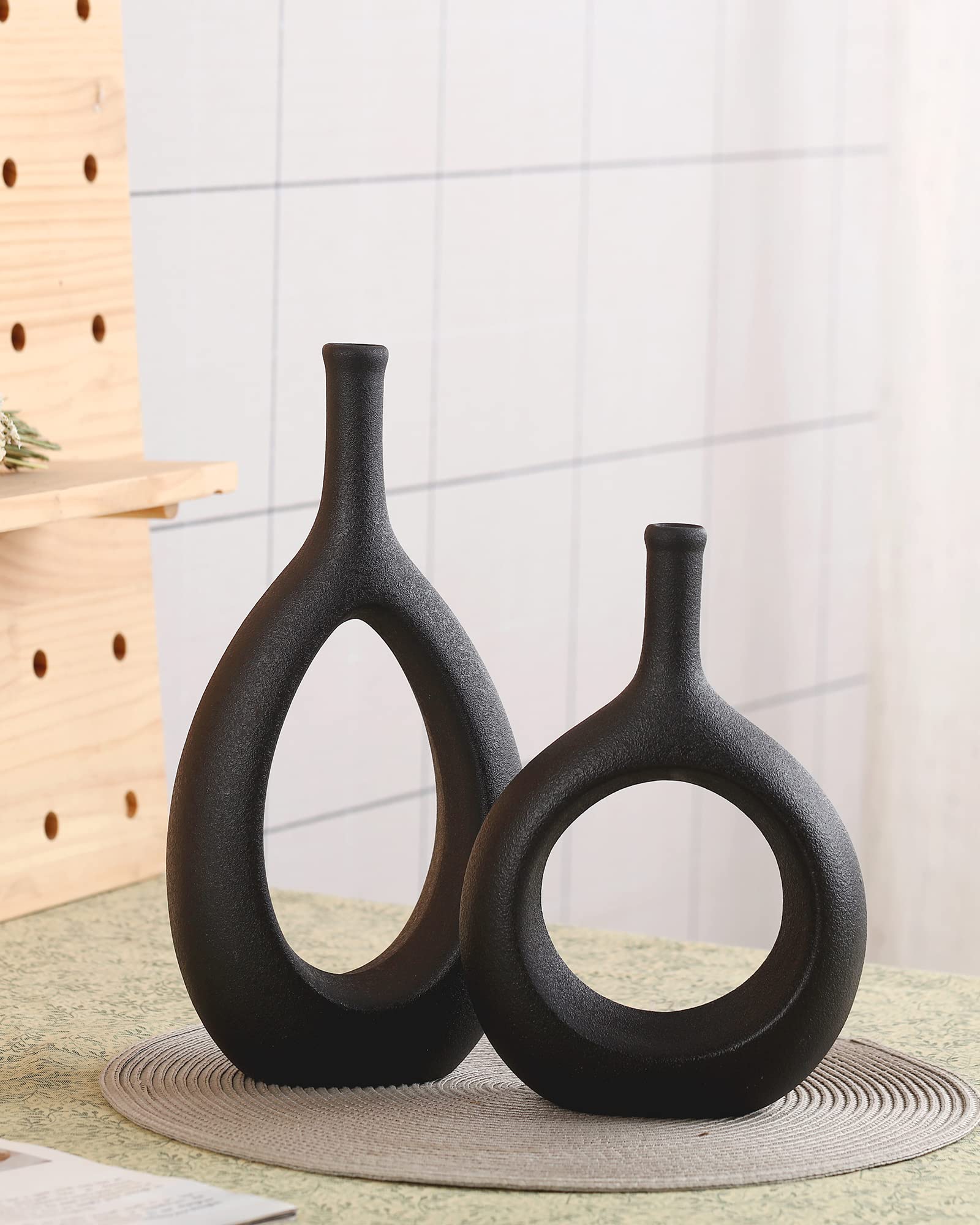Modern Black Vases for Home Decor - Elegant Table Centerpieces for Dining & Living Room | Perfect for Wedding, Party & Interior Design Décor
