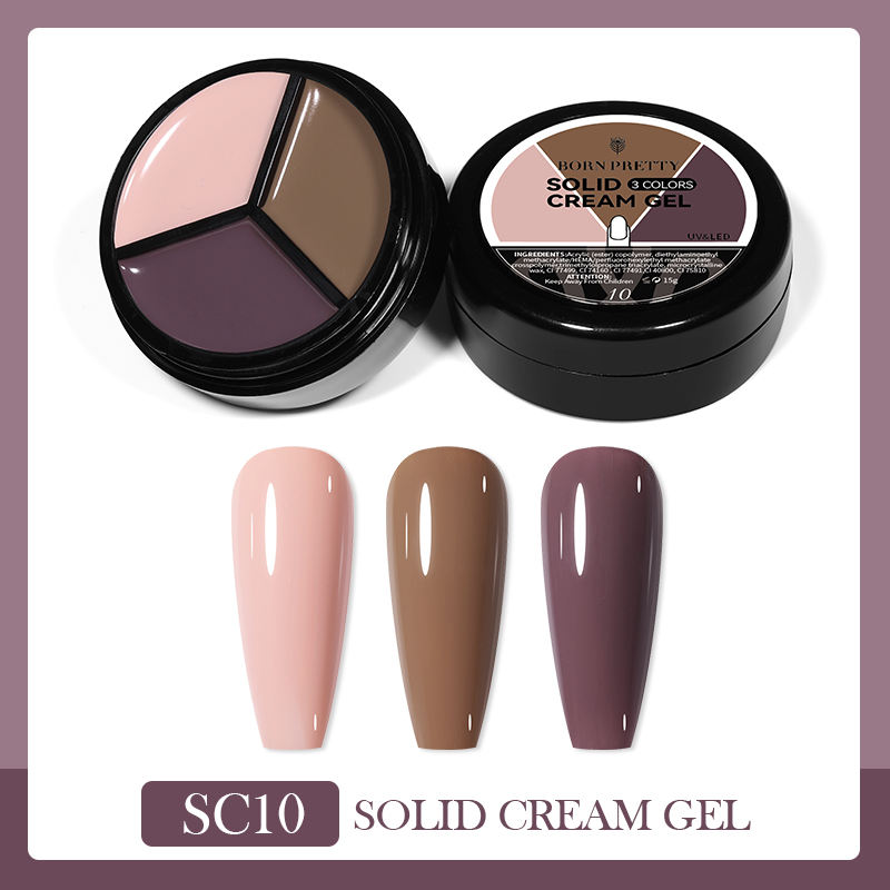 Born Pretty 3-in-1 Solid Cream Gel Polish Set - Long Lasting Nail Polish for Manicure & Pedicure | Perfect for Home Nail Art, Salon Use & Gift Giving