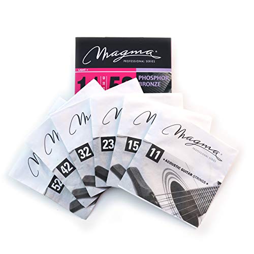 Magma Acoustic Guitar Strings Medium Light Gauge Phosphor Bronze Set .011 - .052 (GA130PB) - Perfect for Folk, Country & Fingerstyle Playing