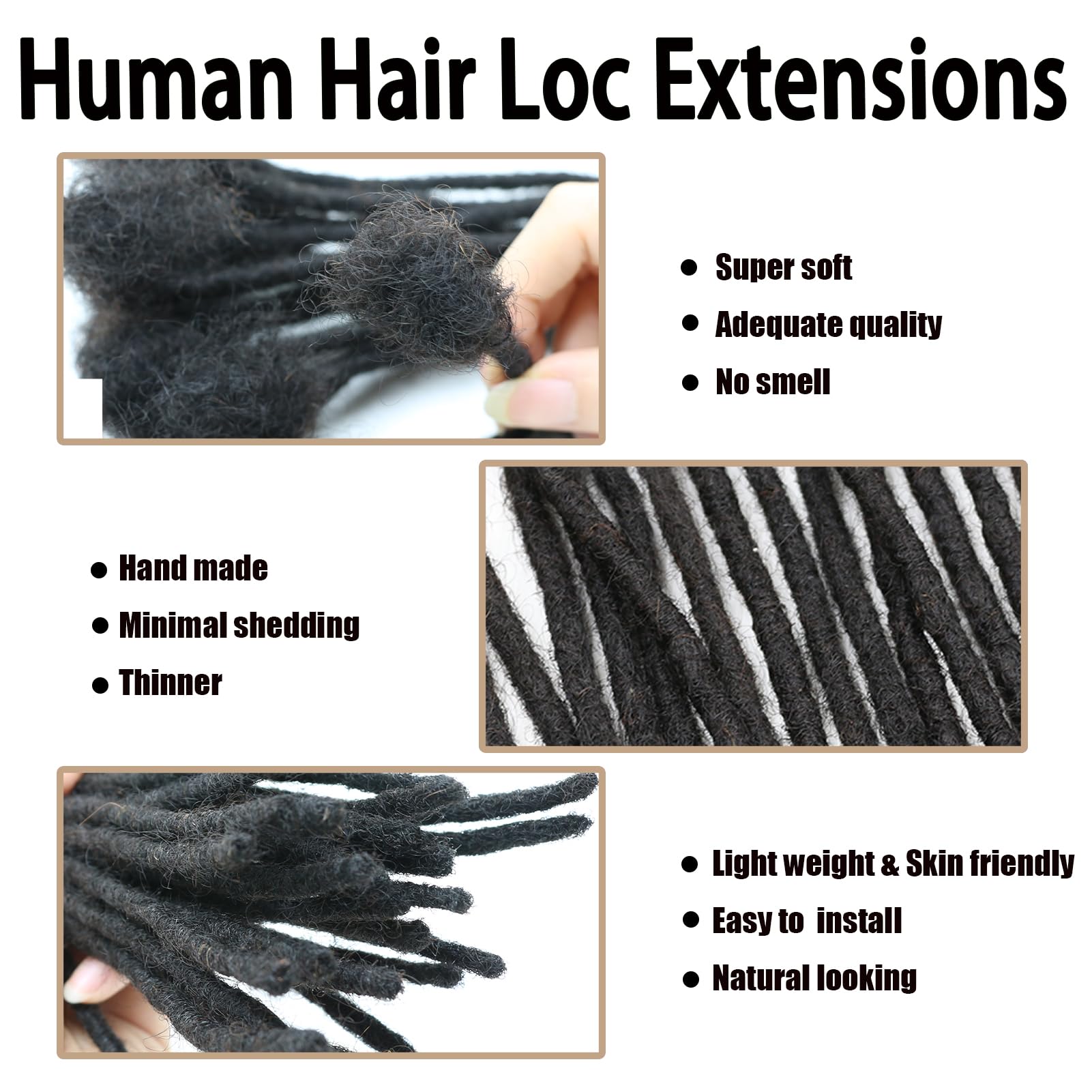 6 Inch Permanent Human Hair Loc Extensions - 70 Strands 0.4cm Real Dreadlocks for Men, Women & Kids - Dyeable, Bleachable & Curlable - Perfect for Protective Styles, Natural Hair Growth & Fashion Looks