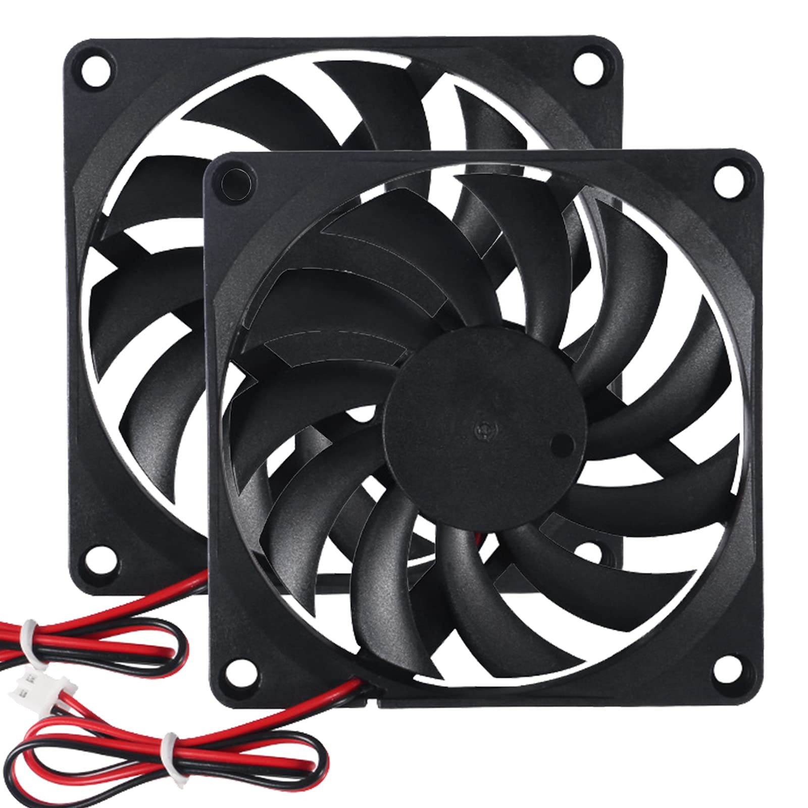 2Pcs DC 12V 8010 Cooling Fan - Dual Ball Bearings 80mm x 10mm Brushless Fan for 3D Printers, PC CPU, Computer Case & Small Heat Dissipation Equipment | High Performance Cooling Solution for Electronics & DIY Projects