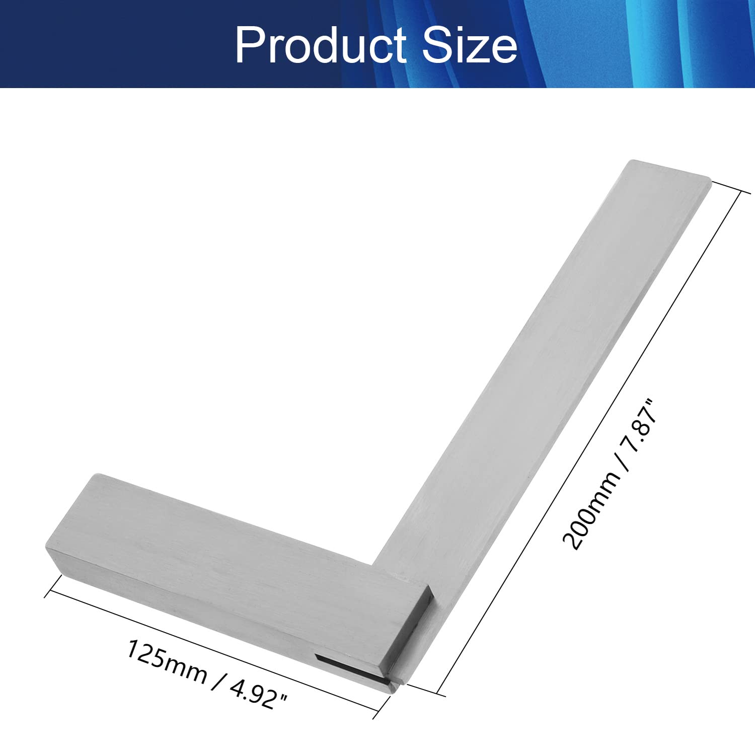 7.87 Inch Precision Machinist Square - 90 Degree Steel Right Angle Ruler for Woodworking, Metalworking & Engineering | Perfect for Carpenters, Engineers & DIY Projects