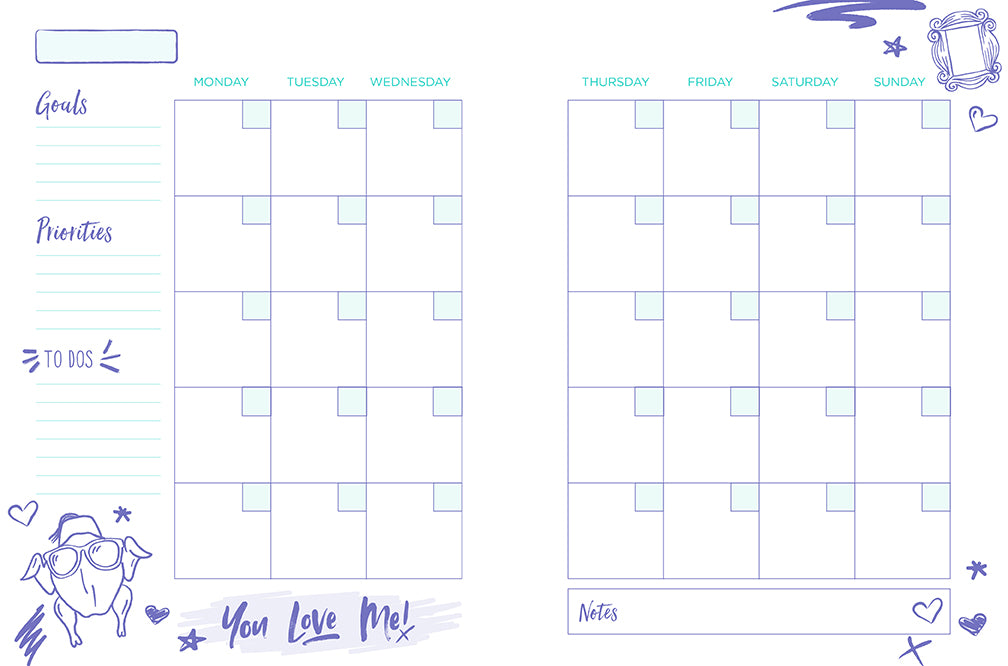 Friends TV Show Themed 12-Month Undated Planner - Perfect for Fans, Students & Office Use