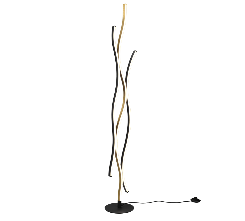 Blaze Modern LED Floor Lamp - Adjustable Brightness, Aluminum/Brass Finish - Perfect for Living Room, Bedroom, or Office Lighting