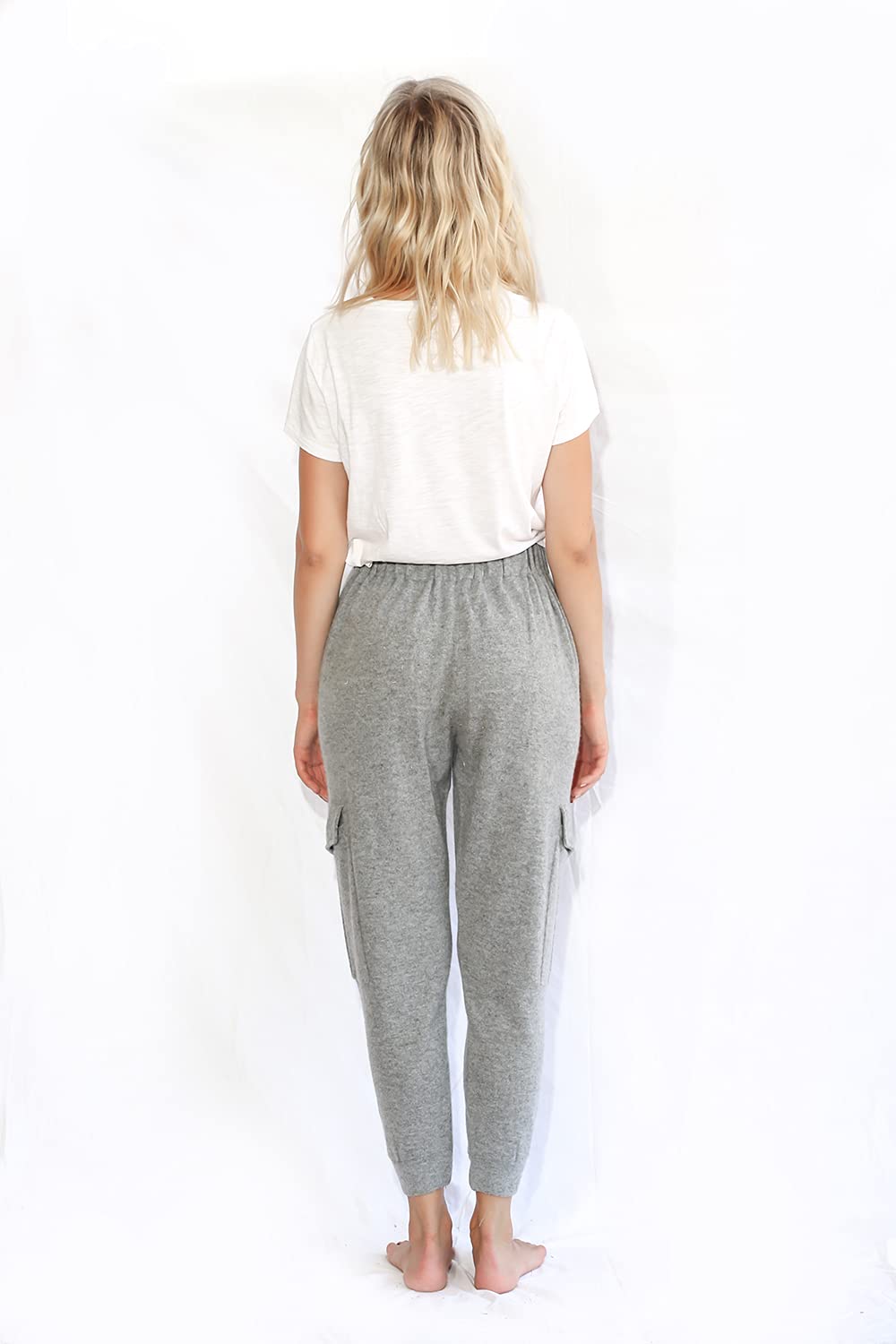 Women's Cargo Pants - 100% Cashmere Soft Stretch Comfortable Side Pockets Slim Fit Trousers for Work, Travel & Outdoor Activities