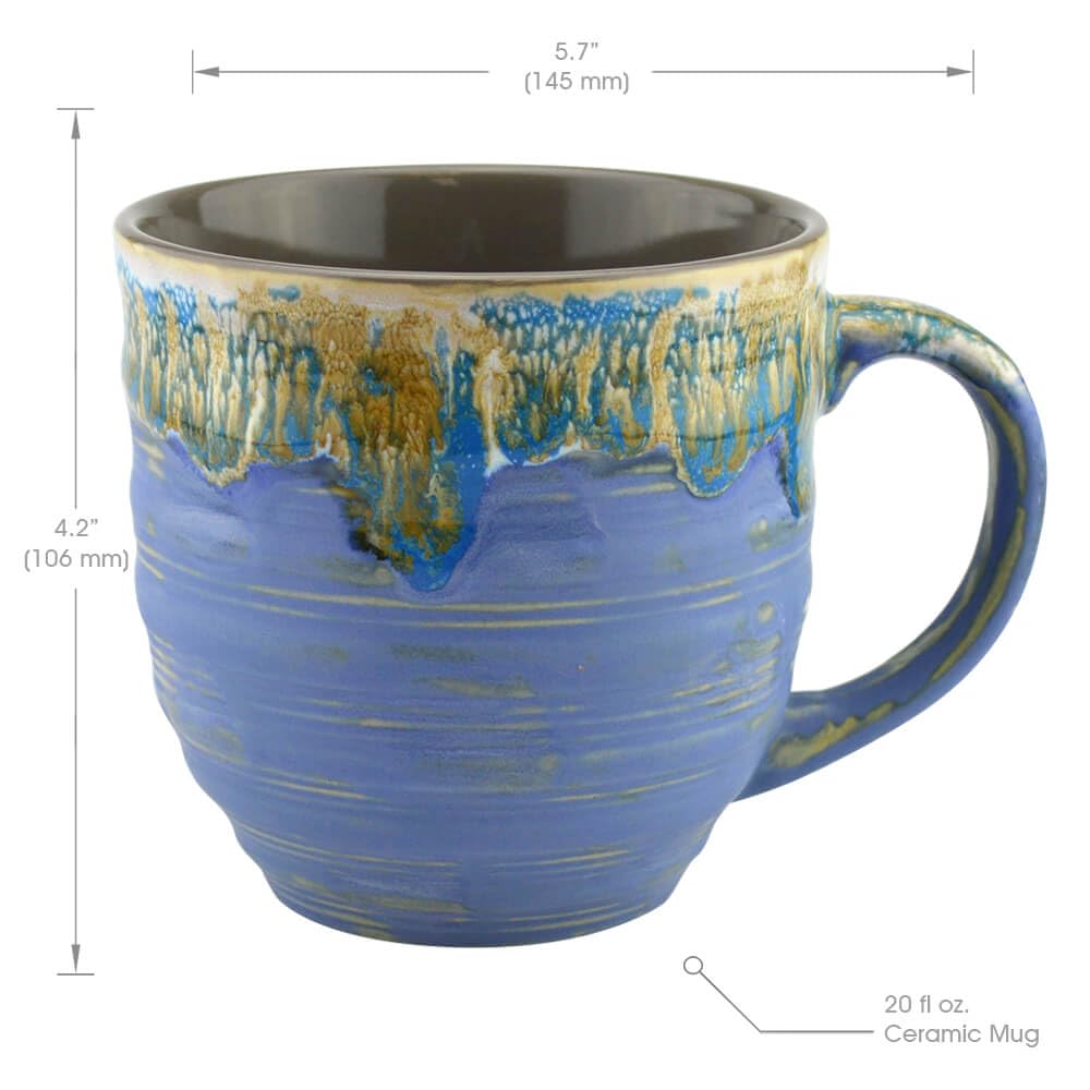 20oz Blue Ceramic Coffee Mug - Unique Gift for Tea & Coffee Lovers - Home & Office Use
