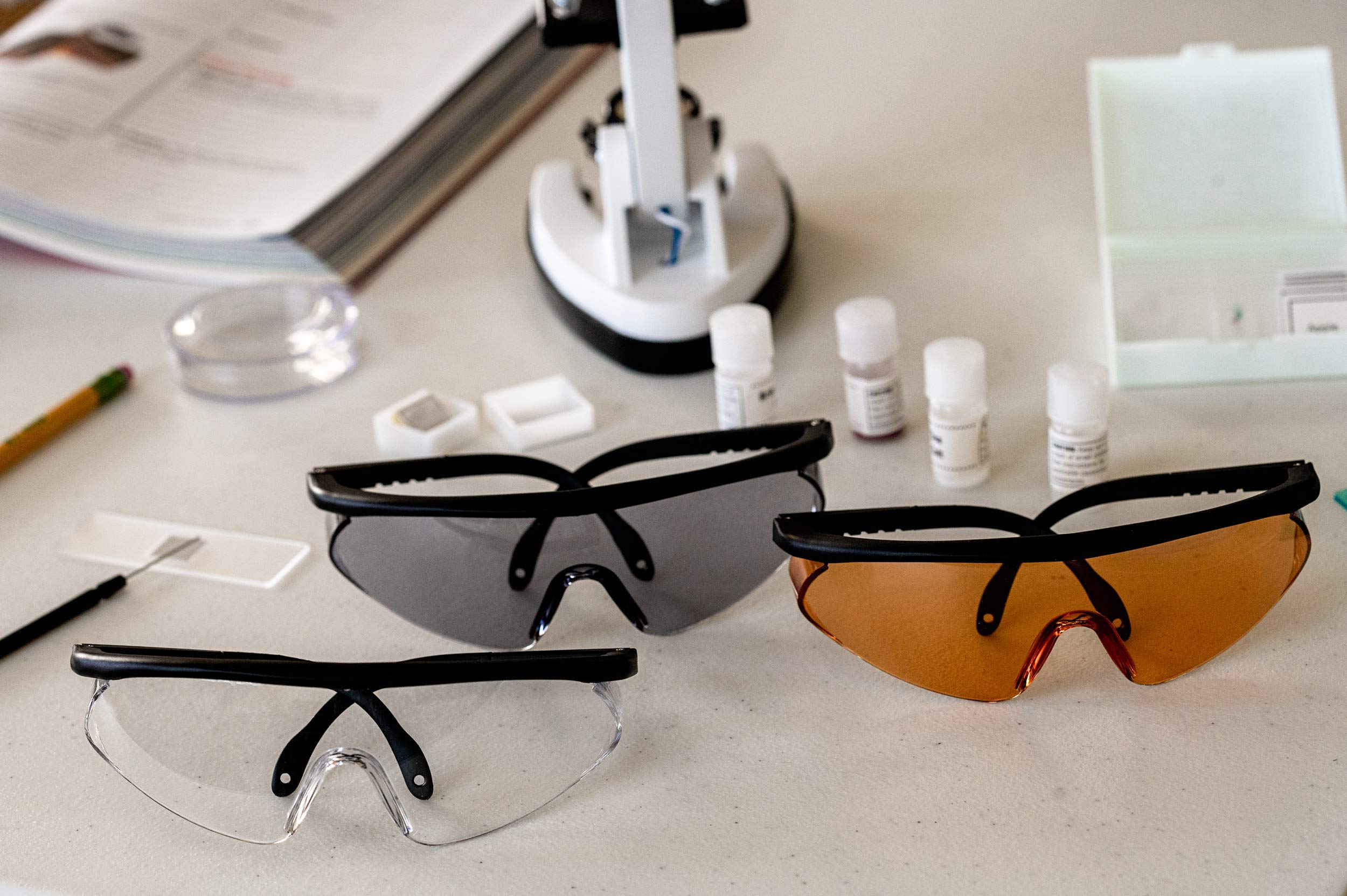 Simone Safety Glasses – Orange & Black Wrap Around Anti-Scratch Anti-Fog Lenses with UV Protection & Blue Light Blocking | ANSI Z87 Certified, Adjustable Temples, Built-in Side Shields, OTG Compatible | Perfect for Construction, Lab Work, Woodworking & Outdoor Activities