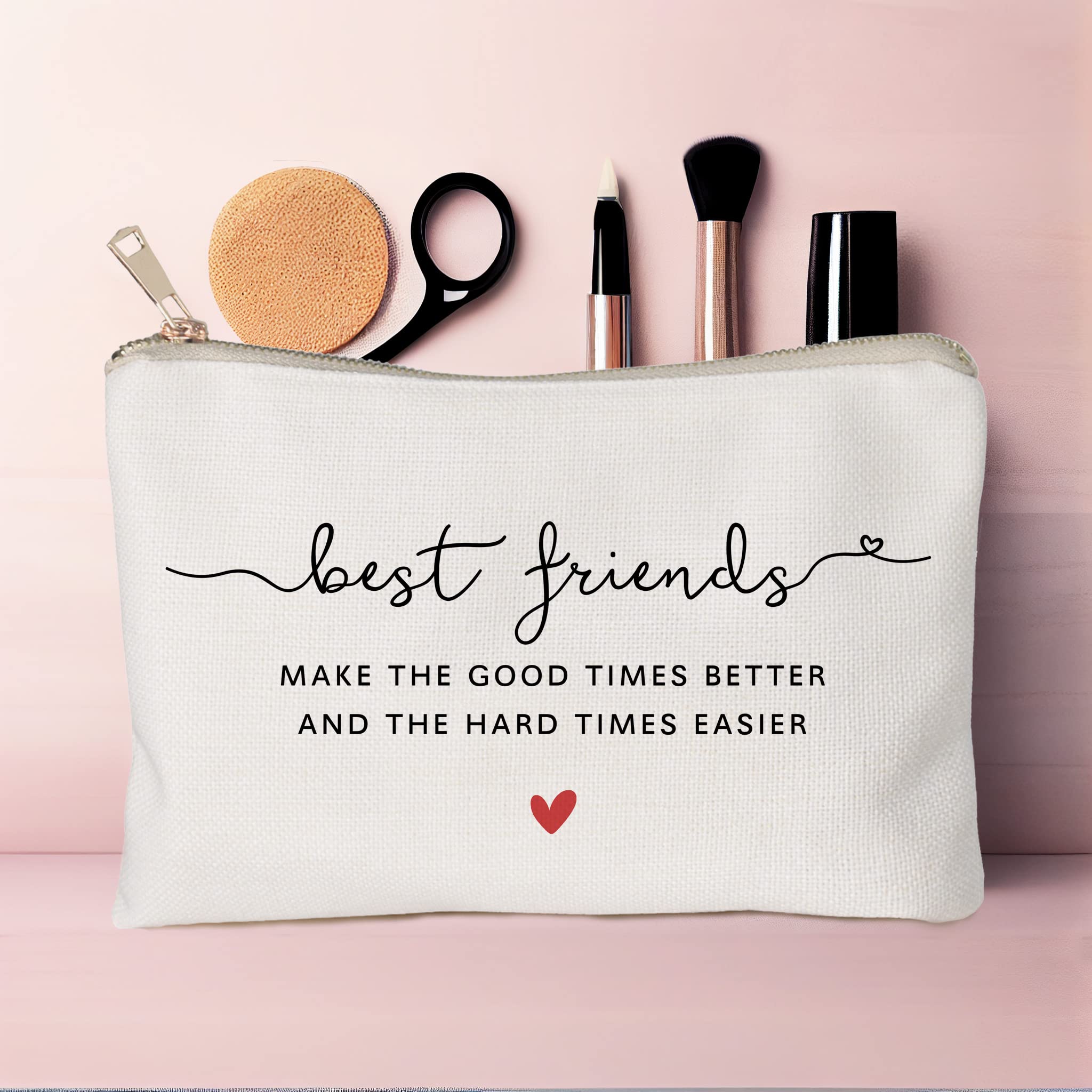 Best Friendship Gifts - Heart-Shaped Cosmetic Makeup Bag for Sister, Best Friend, Birthday & Anniversary | Missing You Gift Idea for Travel, Gym & Daily Use