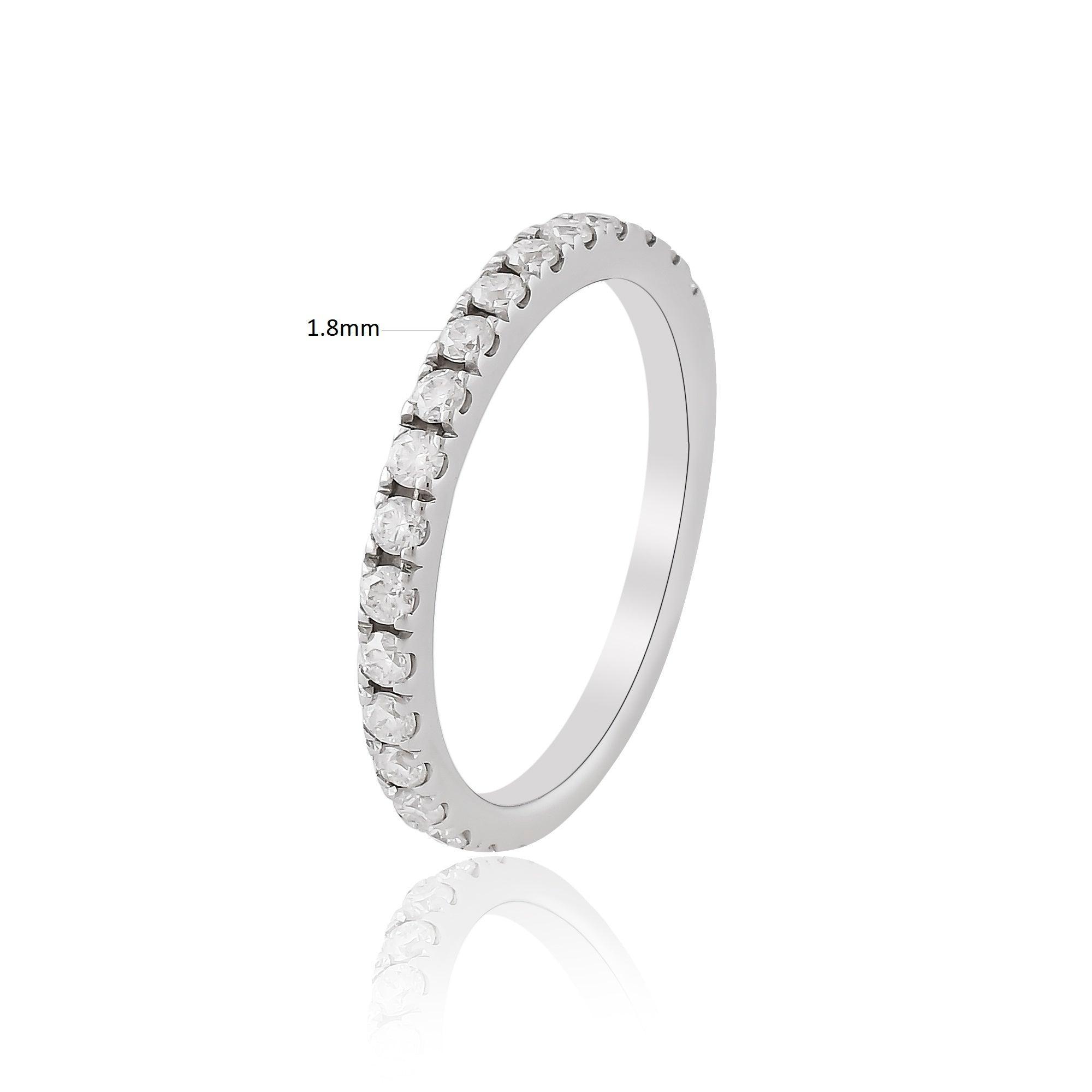 Moissanite Eternity Engagement Ring for Women - 1 Carat Round Cut Wedding Band in 14K White Gold - Perfect for Proposals, Anniversaries & Bridal Jewelry Gifts