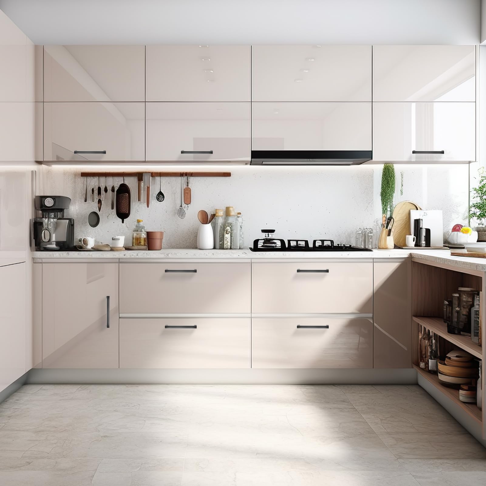BAFAFOIE 30 Pack Matte Black Square Kitchen Cabinet Handles - Stainless Steel Cabinet Pulls 6 1/4