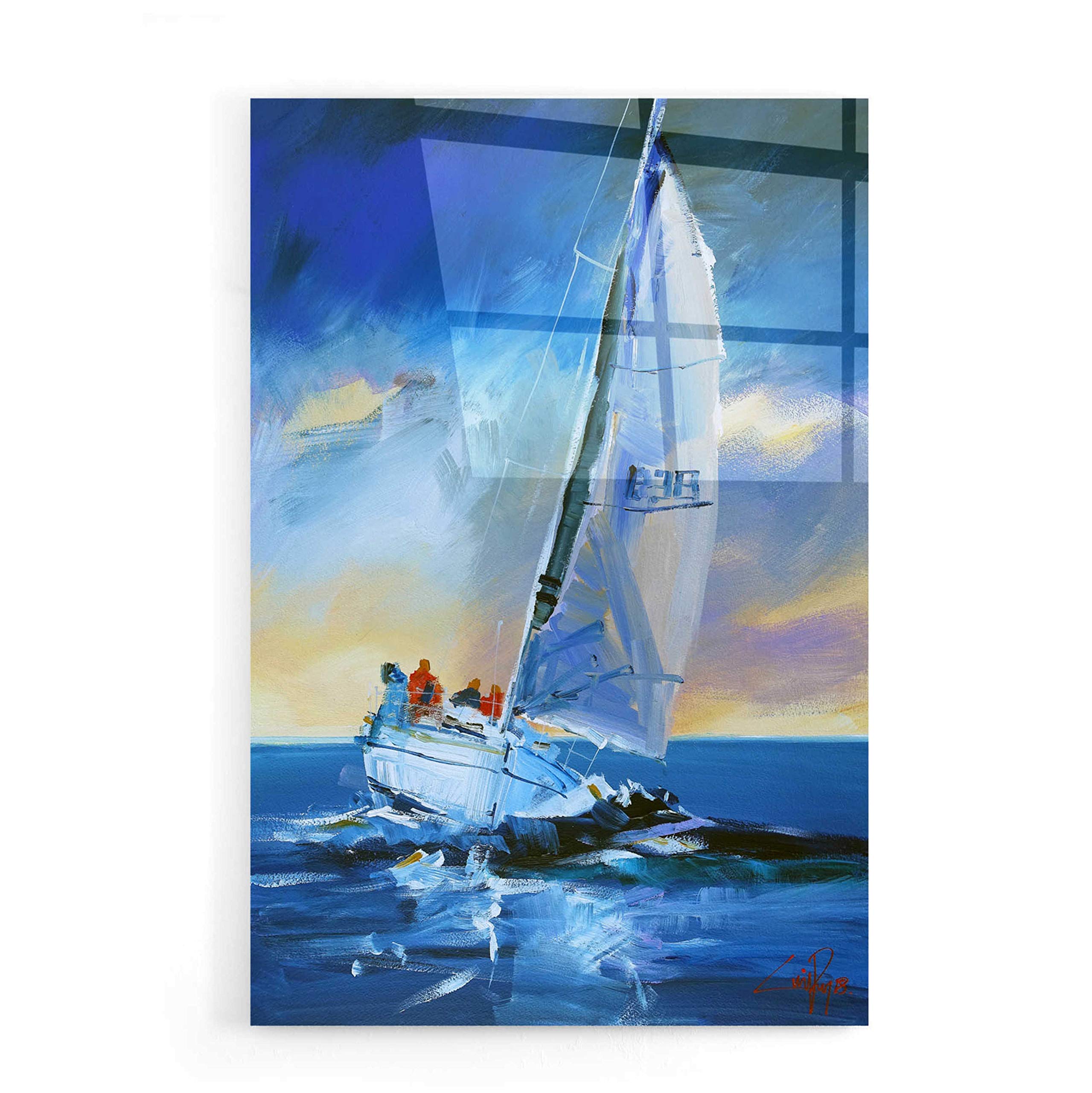 Epic 'Night Sail' Acrylic Glass Wall Art by Craig Trewin Penny - 16x24 Inches Modern Ocean Painting for Living Room, Bedroom & Office Decor