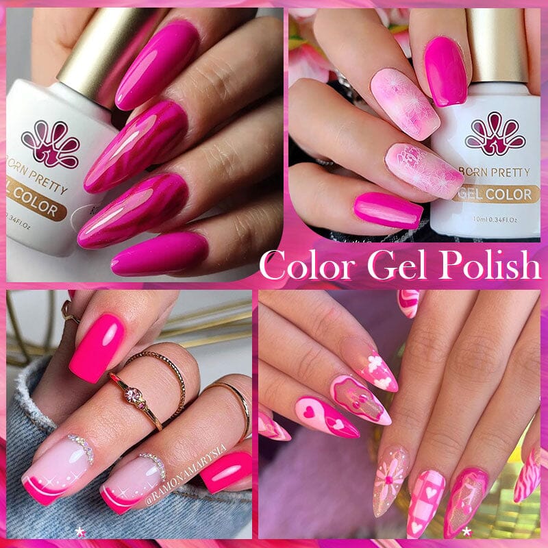 6-Piece Hot Pink Gel Nail Polish Set - Long-Lasting UV/LED Soak Off Nail Art Kit for Salon & Home Manicures - Perfect for Parties, Weddings & Special Occasions