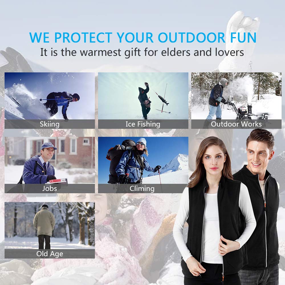 USB Heated Vest for Men & Women - Rechargeable Electric Heating Jacket with Washable Design (Battery Not Included) - Black XXXL - Perfect for Winter Outdoor Activities, Camping, Hiking & Cold Weather Work