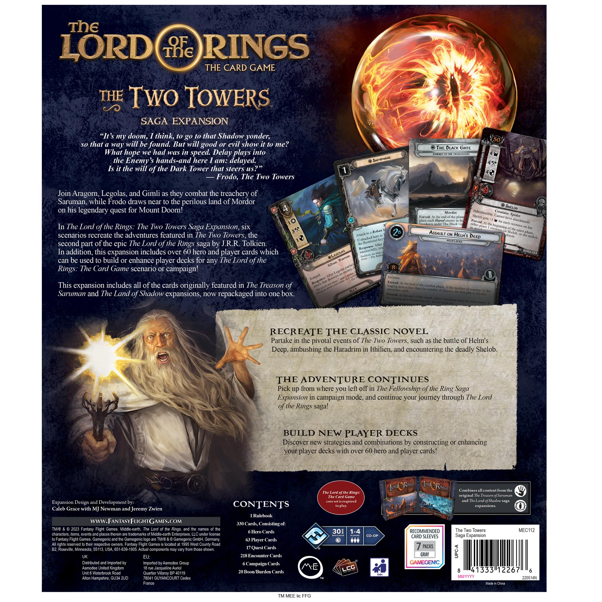The Lord of The Rings: The Two Towers SAGA Expansion Card Game - Cooperative Strategy Adventure Board Game for Adults & Teens (Ages 14+), 1-4 Players, 30-90 Min Playtime by Fantasy Flight Games - Perfect for Game Nights, Fantasy RPG Enthusiasts & Tolkien Fans