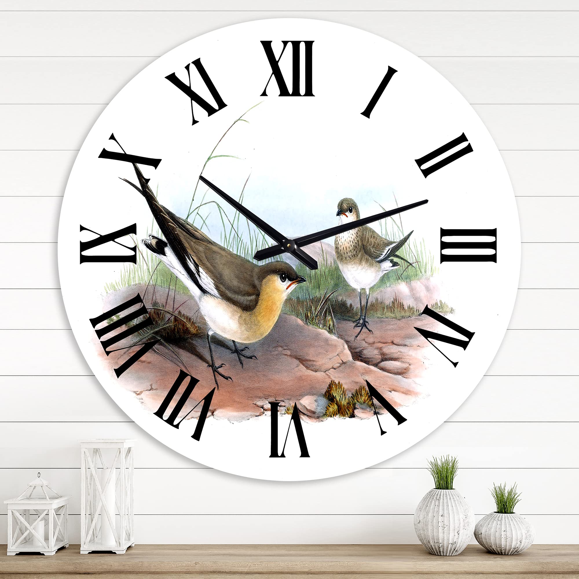 Vintage Farmhouse Wall Clock with Bird Illustration - Large Rustic Kitchen Decor for Home, Living Room & Office | Perfect for Farmhouse, Cottage & Country Style Interiors