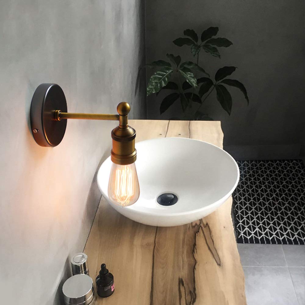 Industrial Bronze Wall Sconce - Vintage Retro Wall Mounted Light Fixture with Edison E27 Base, Wrought Iron Design for Living Room, Bedroom, Restaurant & Reading Nook Lighting