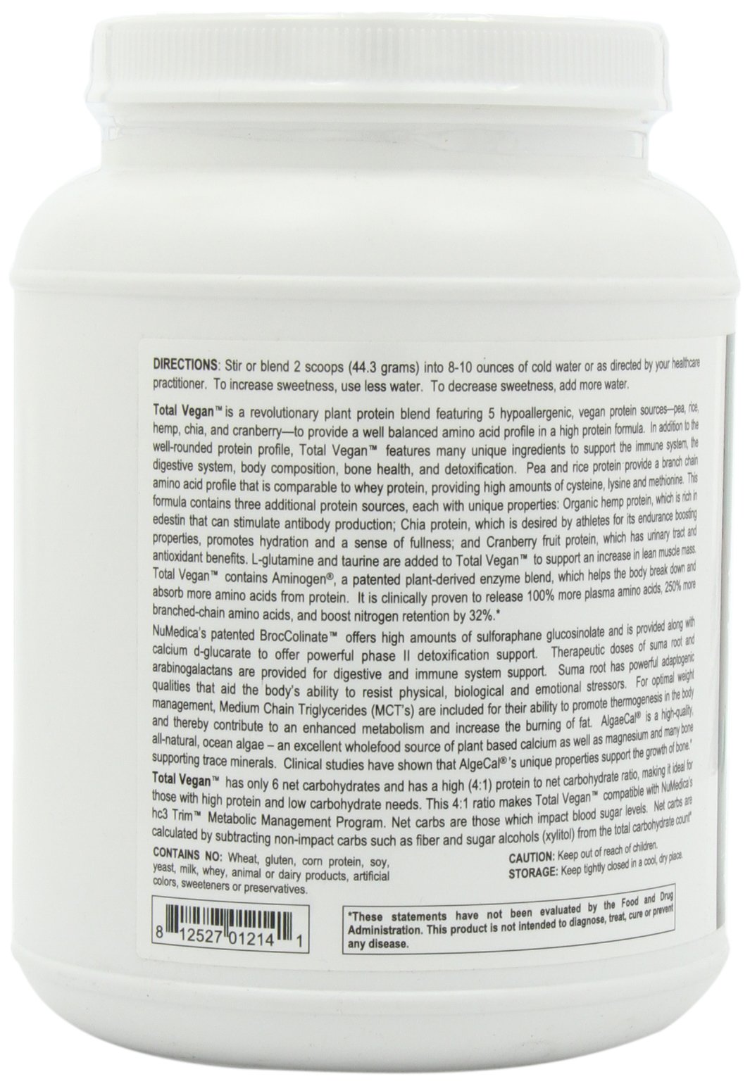 NuMedica Total Vegan Chocolate Delight Protein Powder - 21.86 oz (14 Servings) | Plant-Based Nutrition for Smoothies, Baking & Post-Workout Recovery
