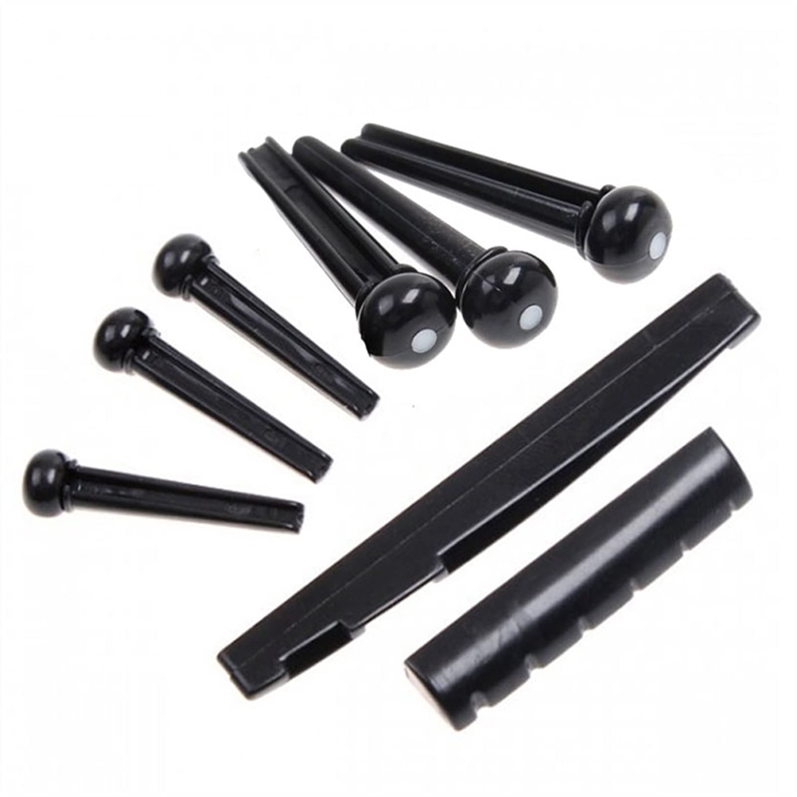 6 Strings Acoustic Guitar Wooden Bridge Pins & Saddle/Nut Set - Premium Musical Instrument Accessories for Electric & Acoustic Guitars - Perfect for Guitar Repair, Maintenance and Sound Enhancement