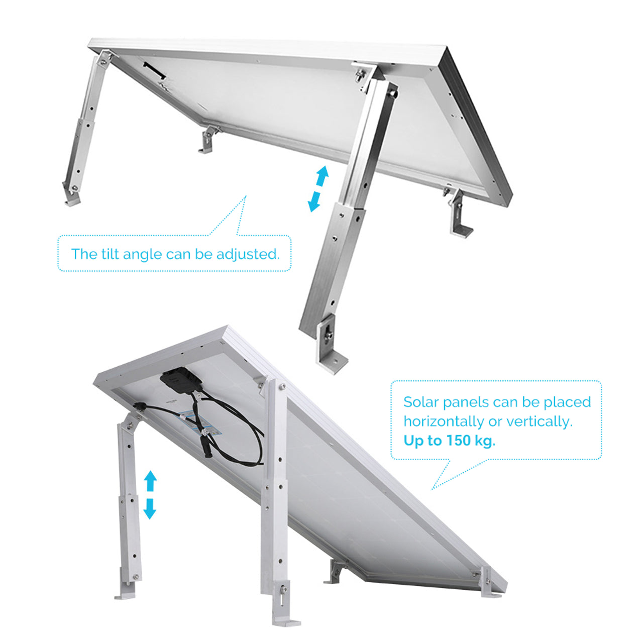 Renogy 100W Solar Panel Flat Roof Tilt Mount Kit - Adjustable Angle for Maximum Sun Exposure | Perfect for RV, Boat, Shed & Off-Grid Power Systems