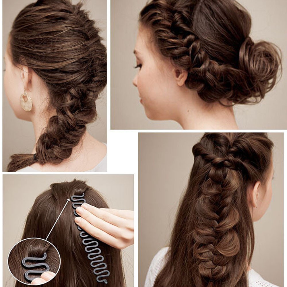 3 Pack Hair Braiding Tool Rollers with Hook - Magic Hair Twist Styling Bun Maker for DIY Hairstyles - Black (Perfect for Updos, Buns, and Creative Hair Accessories)