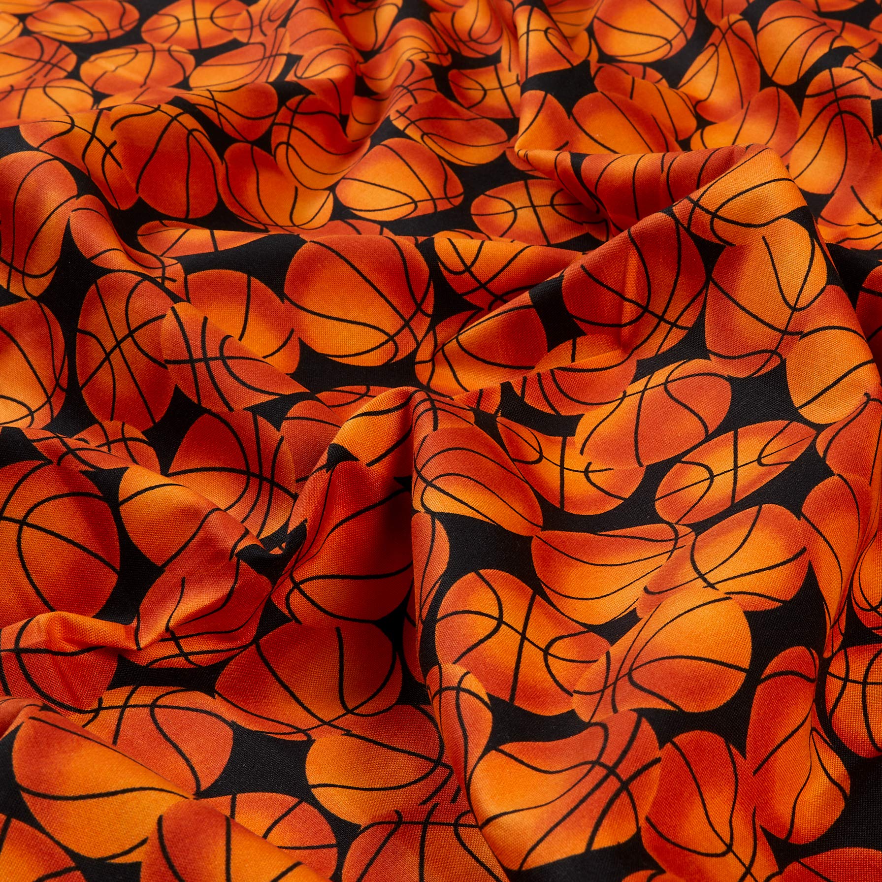 Rust Basketball Fabric by the Yard for Quilting & Sports Decor